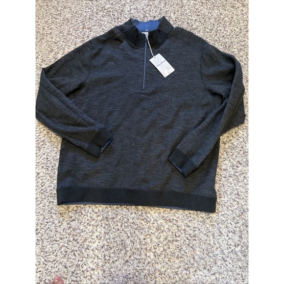 Tommy Bahama Flipshore 1/3 Zip Pullover Mens Sz XL Reversible New Gray/ Blue